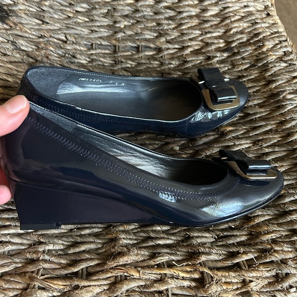 Vintage Stewart weitzman navy blue leather wedge - Picture 1 of 9